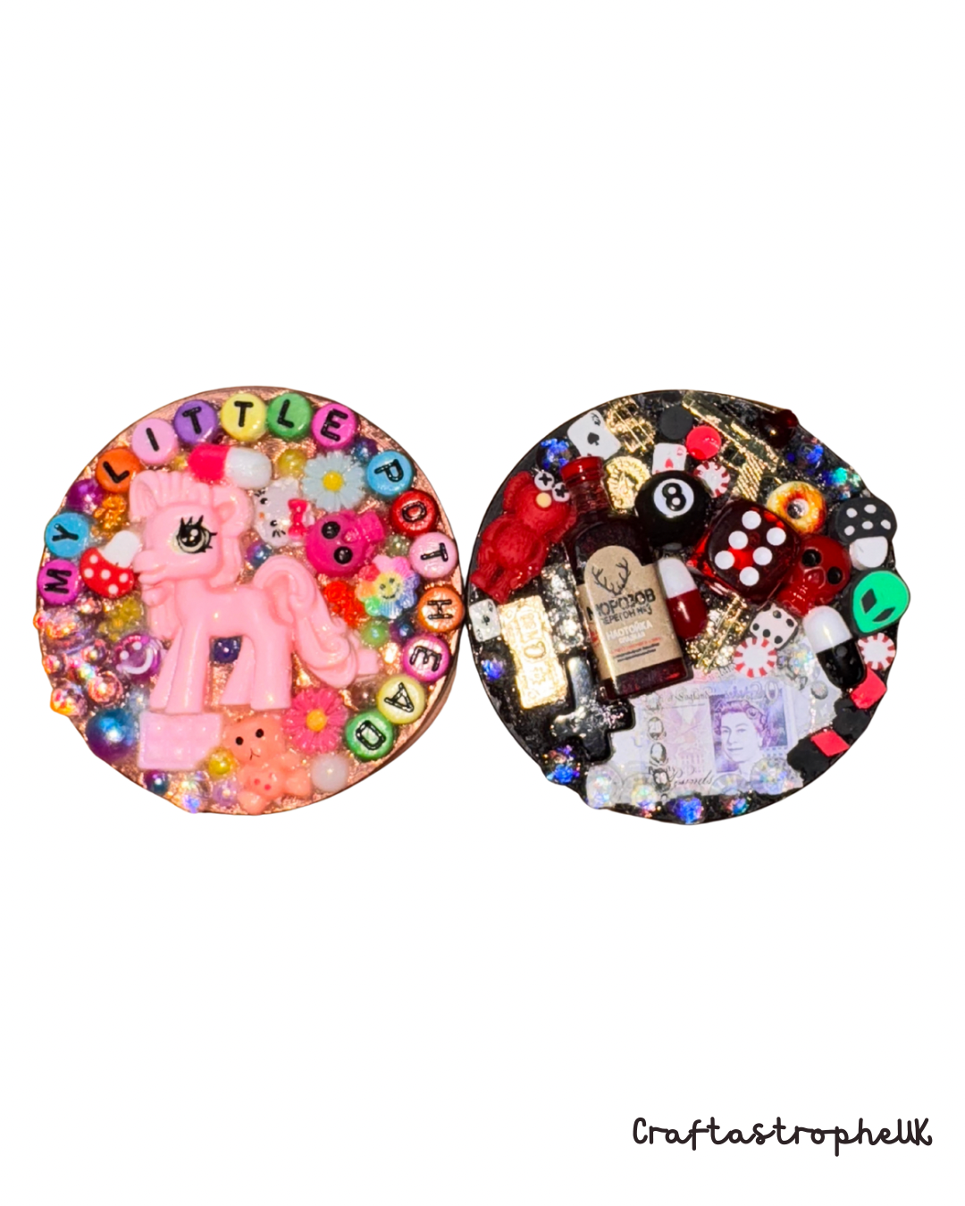 Metal Gamer and Casino Themed Black 4-Tier Herb/ Spice Grinder – Kawaii Decoden Junk Craft Style