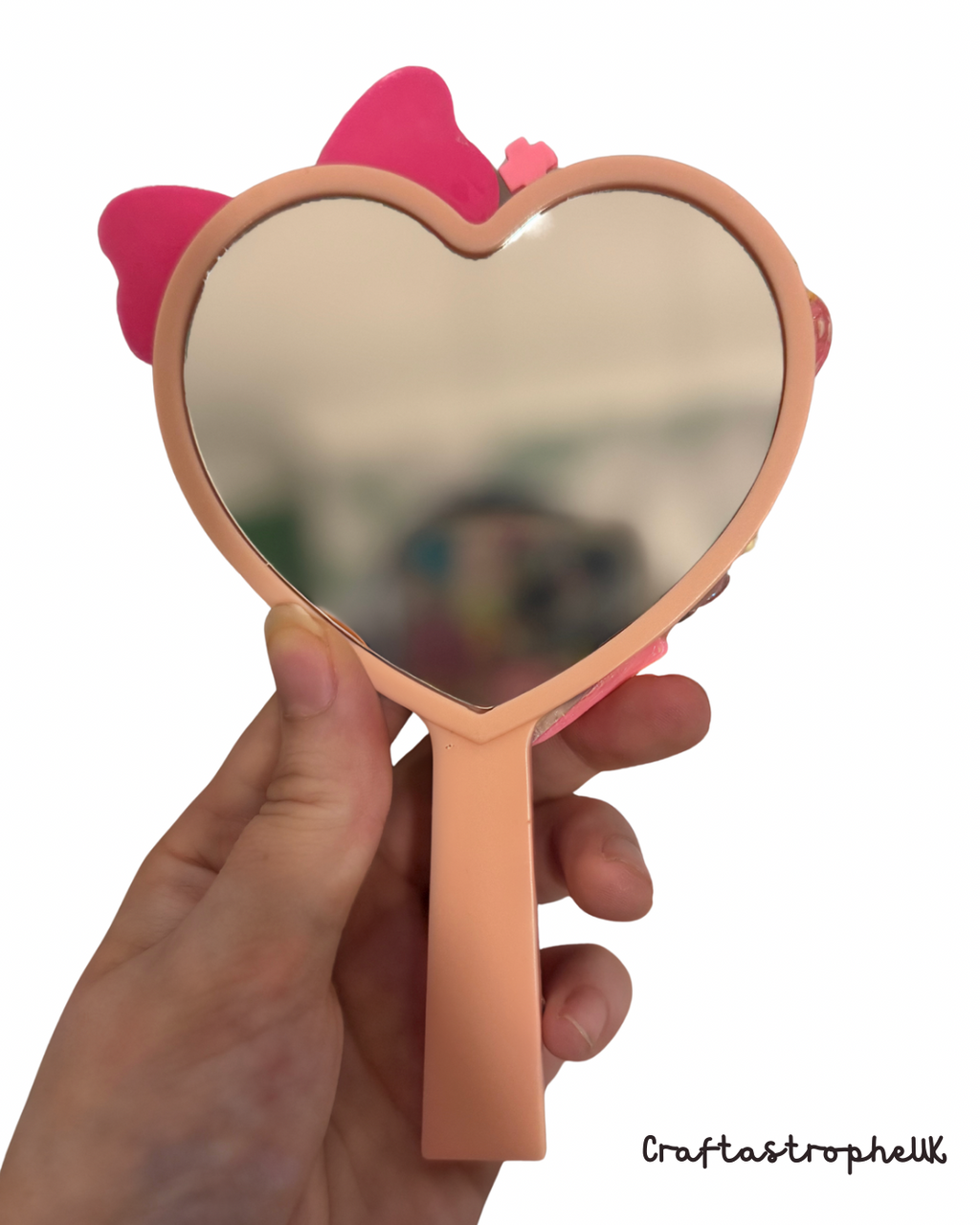 Lash Tech Heart Shaped Mirror – Pink Decoden Kawaii Mirror for Eyelash Artists/ Eyelash Technician