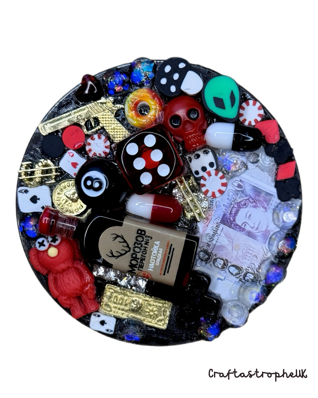 Metal Gamer and Casino Themed Black 4-Tier Herb/ Spice Grinder – Kawaii Decoden Junk Craft Style