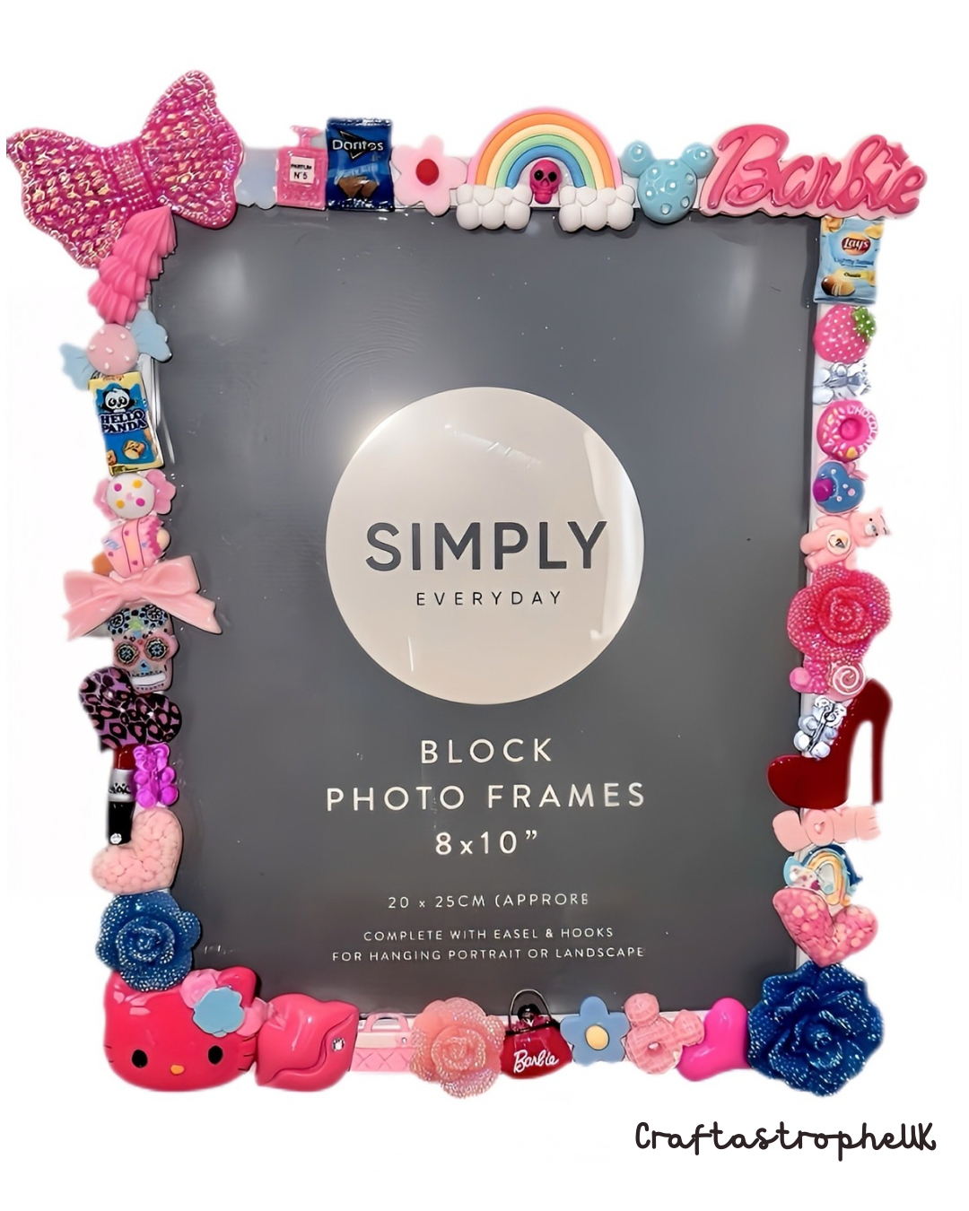 Pink Barbie 8x10” Photo Frame/ Picture Frame – Handmade Kawaii Decoden Home Decor for Children, Adults, Gifts & Home Accessories