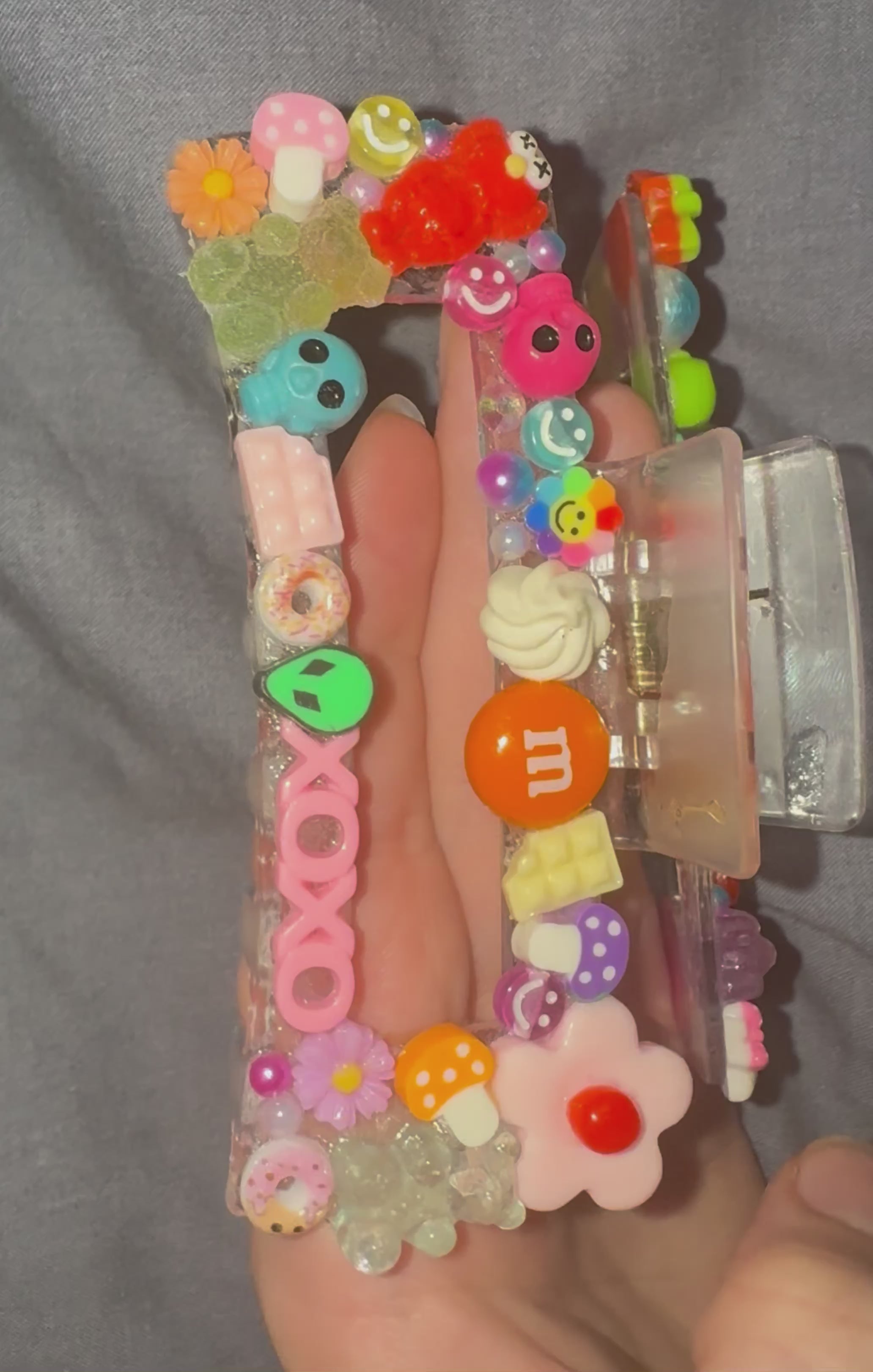 Kawaii Hair Claw Clip – Multicoloured Chunky Glitter Flower & Fruit Design for Thick Hair