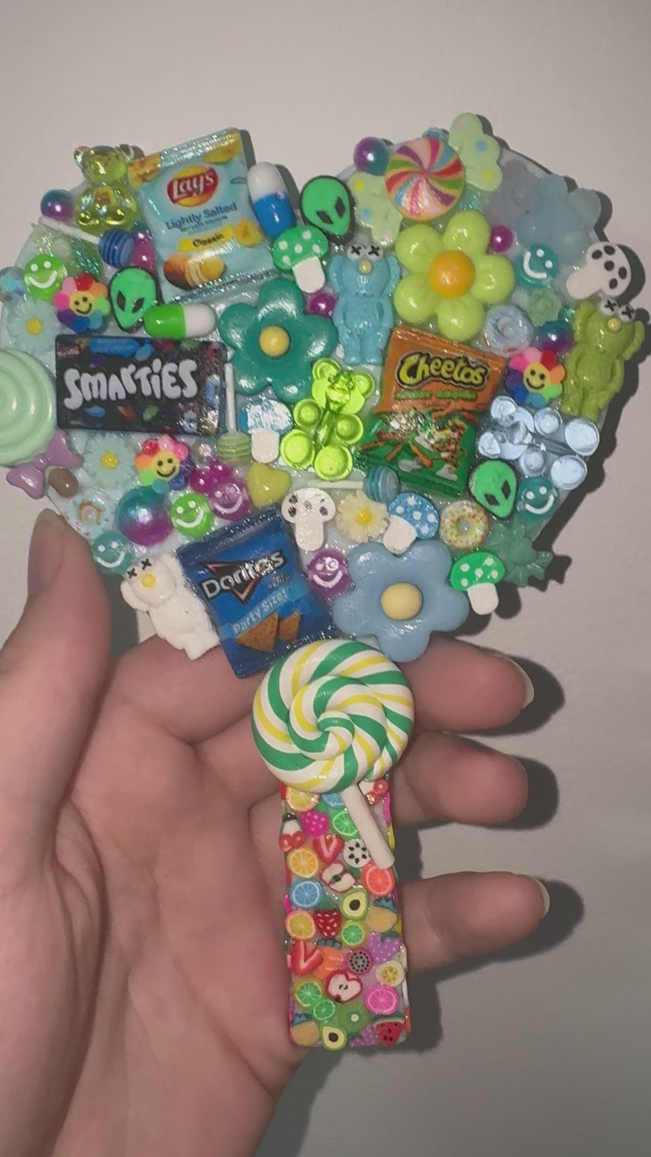 Blue Sweet Treats Heart Shaped Mirror – Candy & Food Themed Handheld Mirror